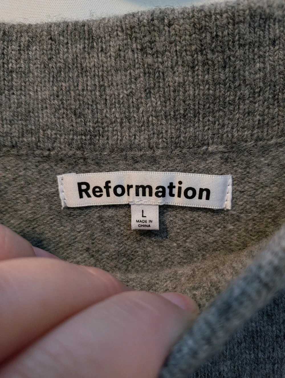 NWT Reformation Fae 100% Wool Knit Midi Skirt Gray Pull On Waist Size Large